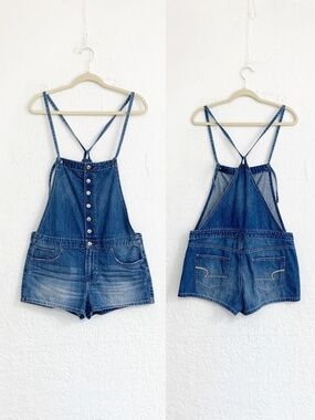 American Eagle Denim Shortall Romper Sz M